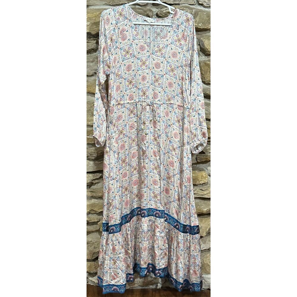 Women’s Roller Rabbit Mosaic Tile Border Olaya Multi Color Maxi Dress Size Small